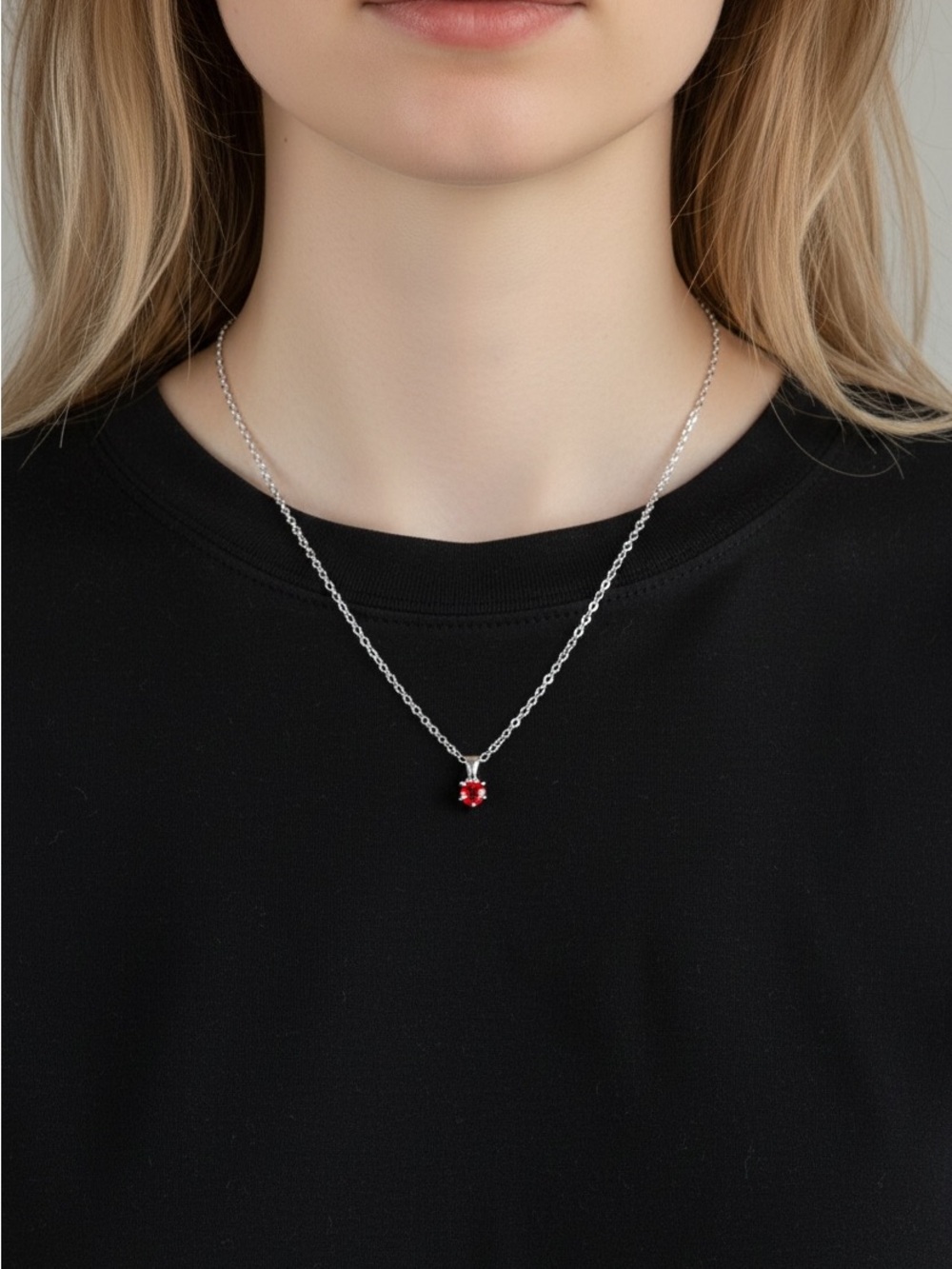 9/11 Effy Sterling Silver Necklace with Deep Red Garnet Pendant
